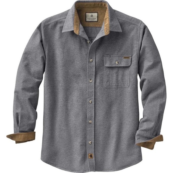 Legendary Whitetails Gray Cotton Corduroy Trim Long Sleeve Button Up, Large - Picture 1 of 7